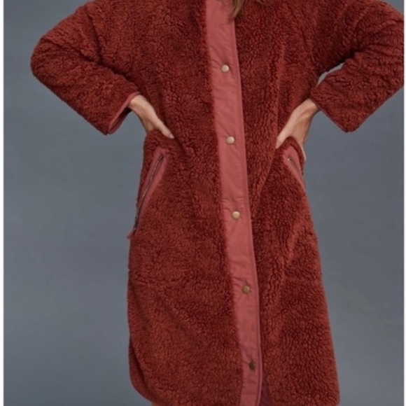COPY - Anthropologie Margot Reversible Sherpa Coat Size XL NEW W Tags - Picture 4 of 16